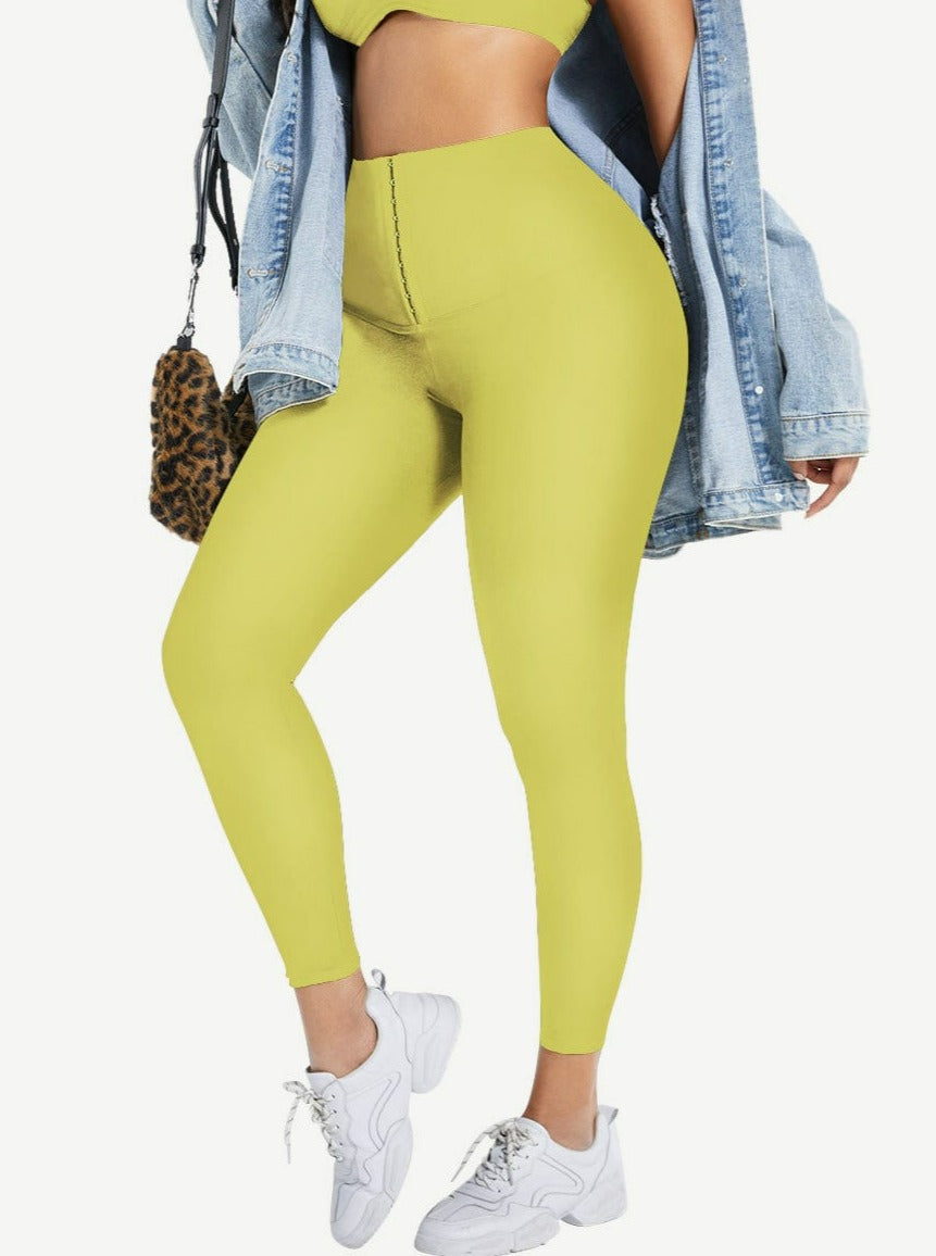 High Waist Waist Trainer Leggings with Tummy Control and Adjustable Closure - FirmaActive