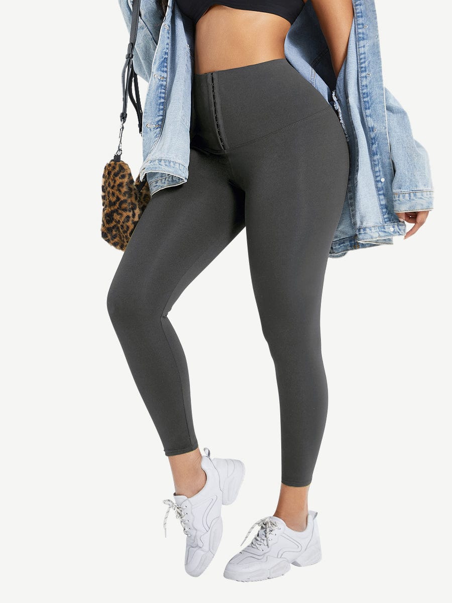 High Waist Waist Trainer Leggings with Tummy Control and Adjustable Closure - FirmaActive