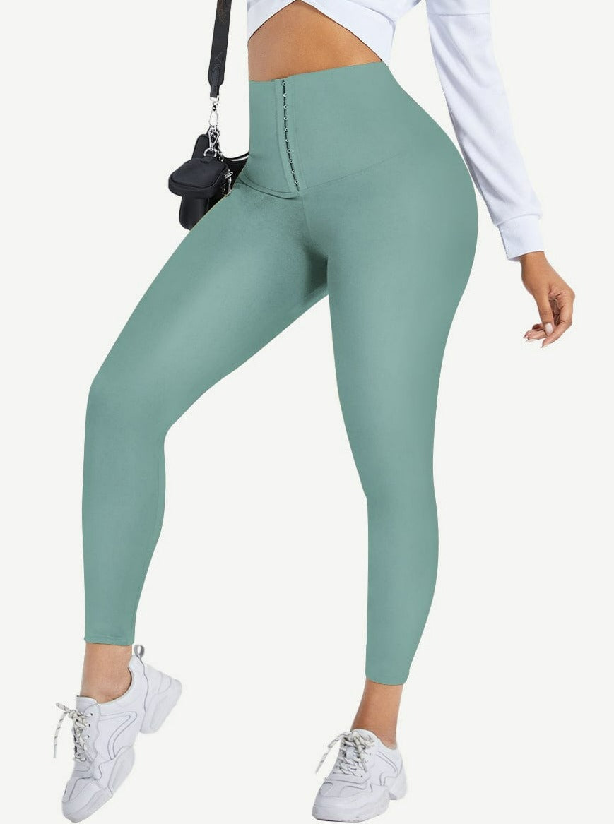 High Waist Waist Trainer Leggings with Tummy Control and Adjustable Closure - FirmaActive