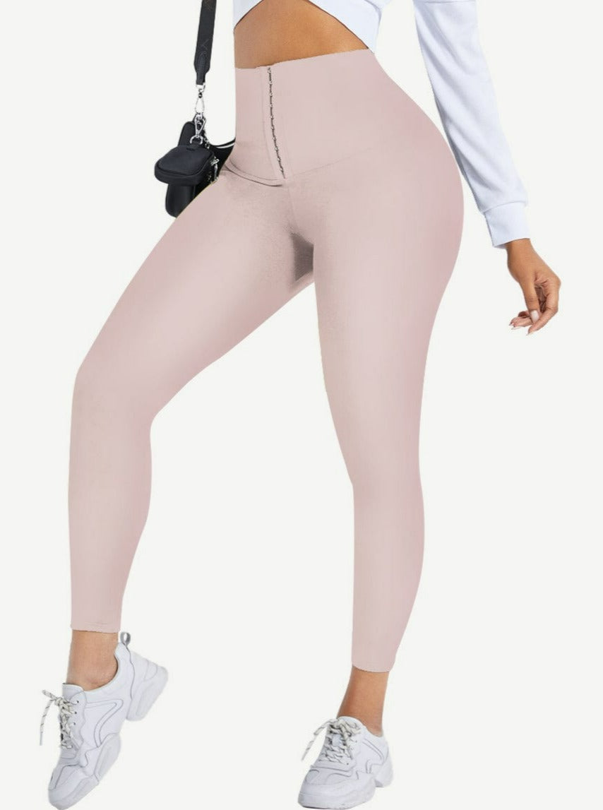 High Waist Waist Trainer Leggings with Tummy Control and Adjustable Closure - FirmaActive