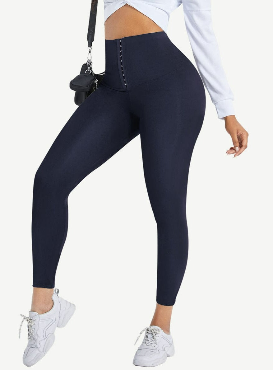 High Waist Waist Trainer Leggings with Tummy Control and Adjustable Closure - FirmaActive