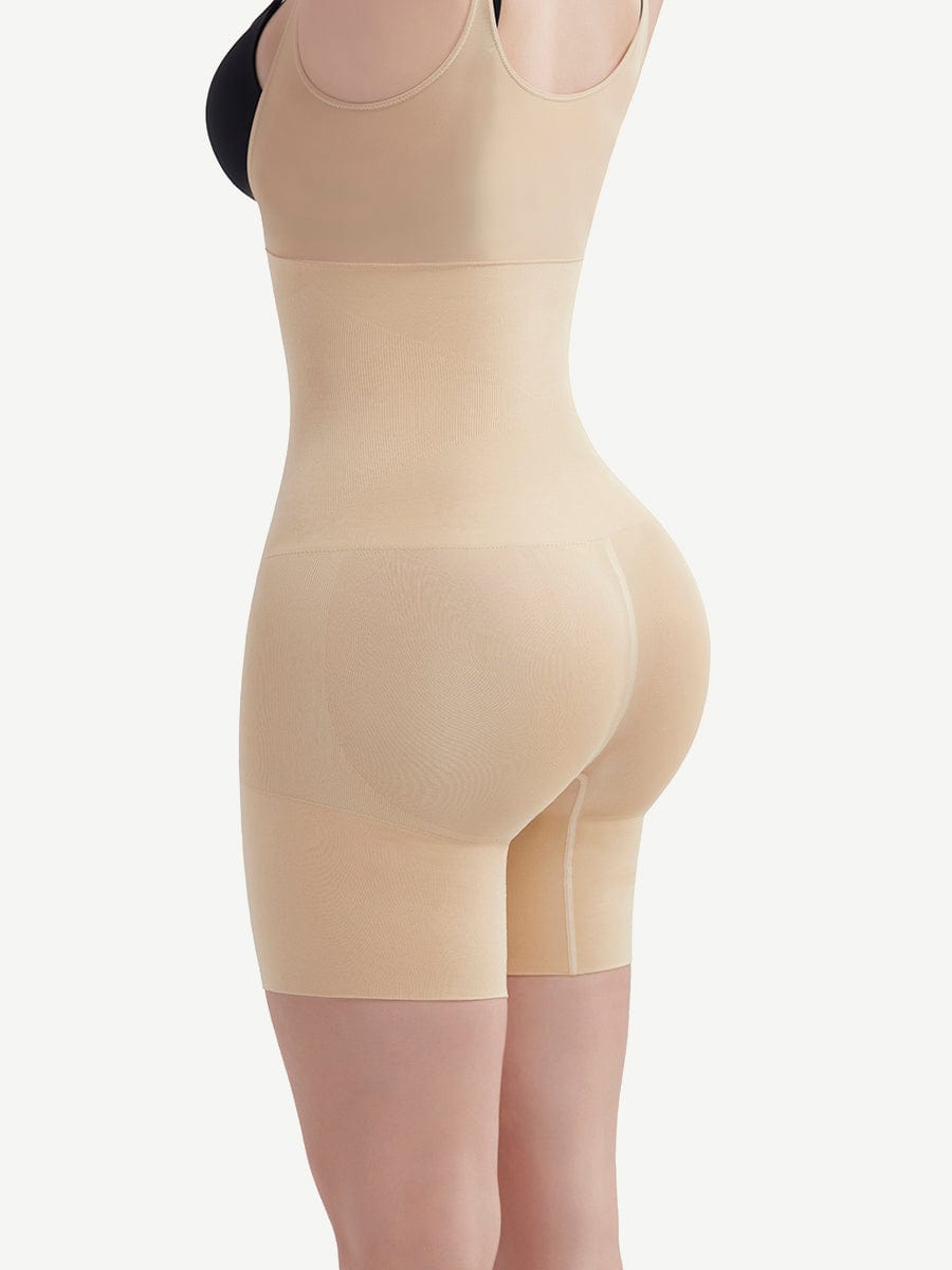 Seamless Black Full Body Shaper with Adjustable Straps - FirmaActive