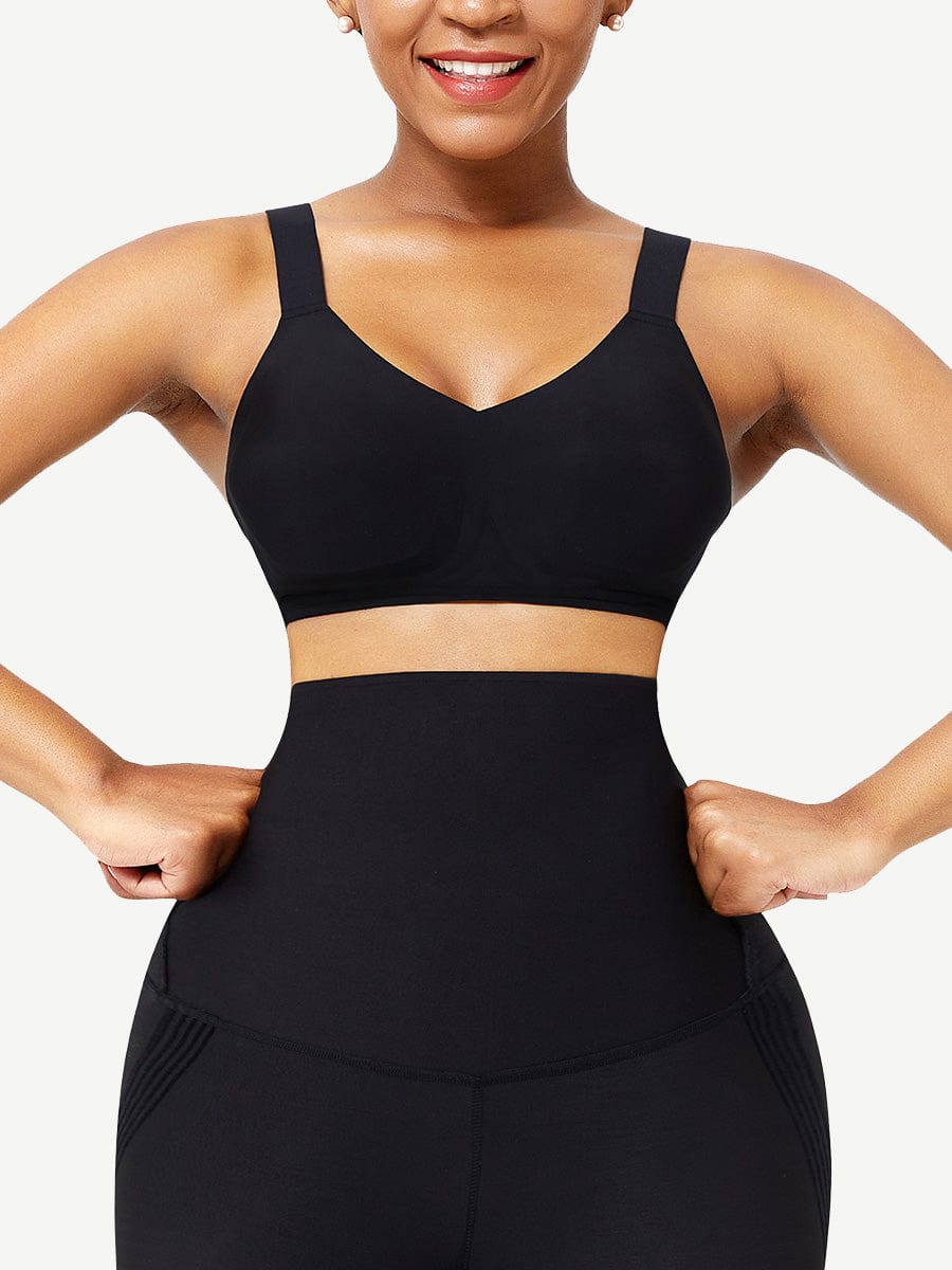 Black Seamless Shapewear Bra with Removable Pads - FirmaActive