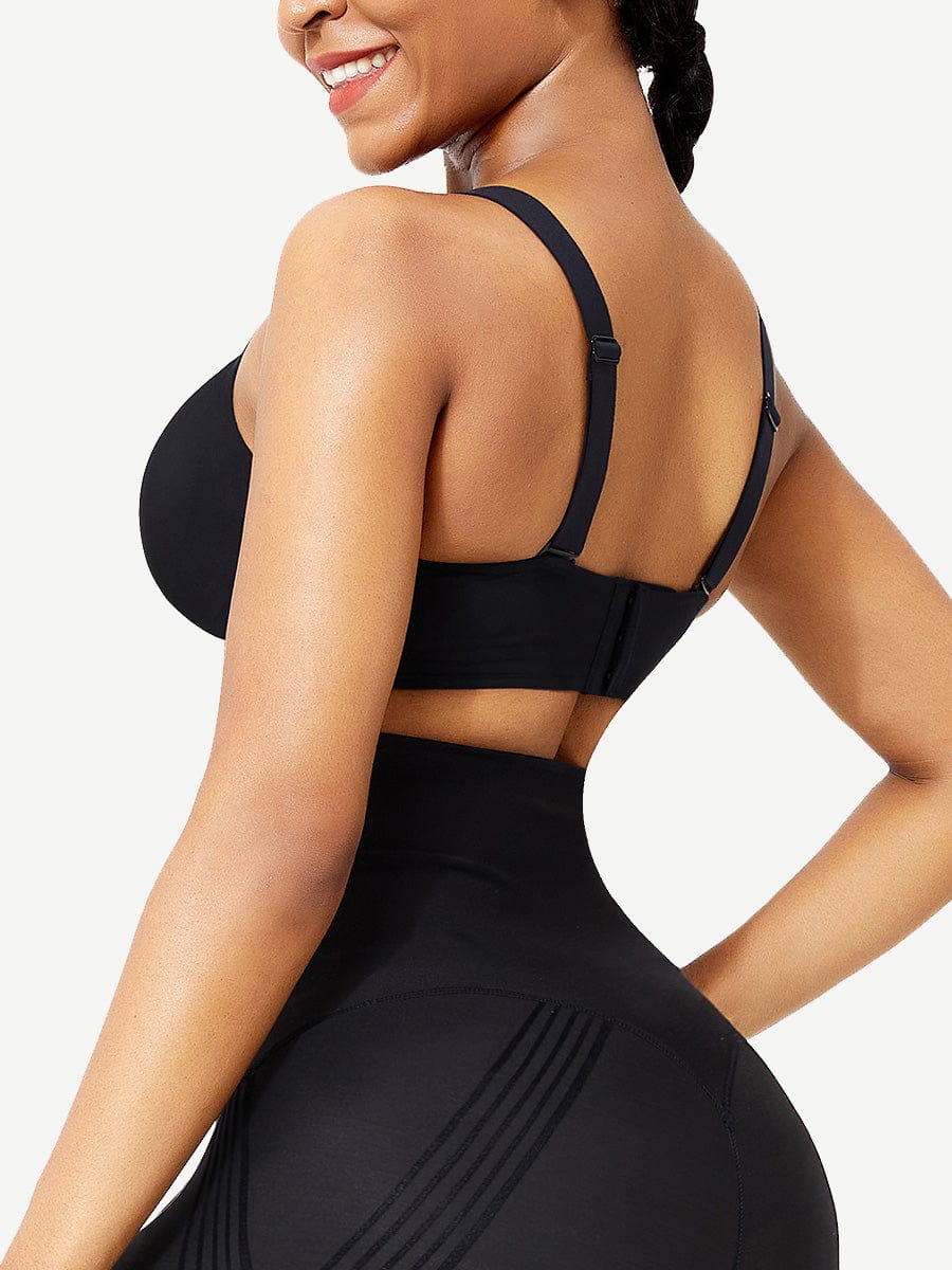 Black Seamless Shapewear Bra with Removable Pads - FirmaActive