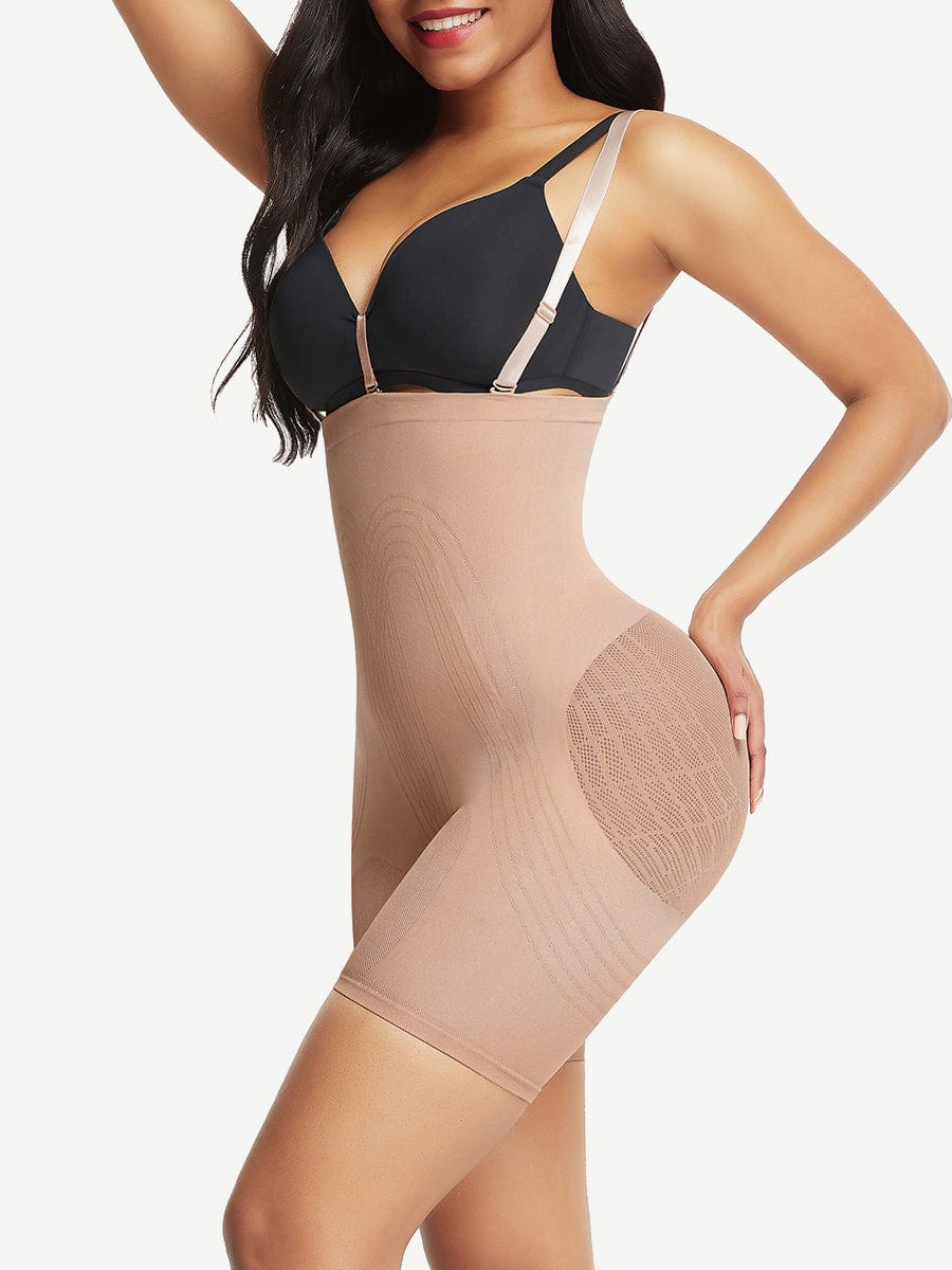 High Waisted Black Seamless Shapewear with Bra Clips for Firm Support - FirmaHold
