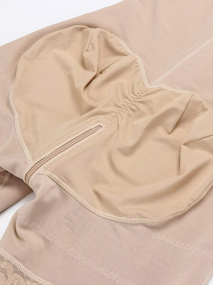 Adjustable Strap 3-Layer Abdomen Full Body Shaper with Crotch Zipper - FirmaControl