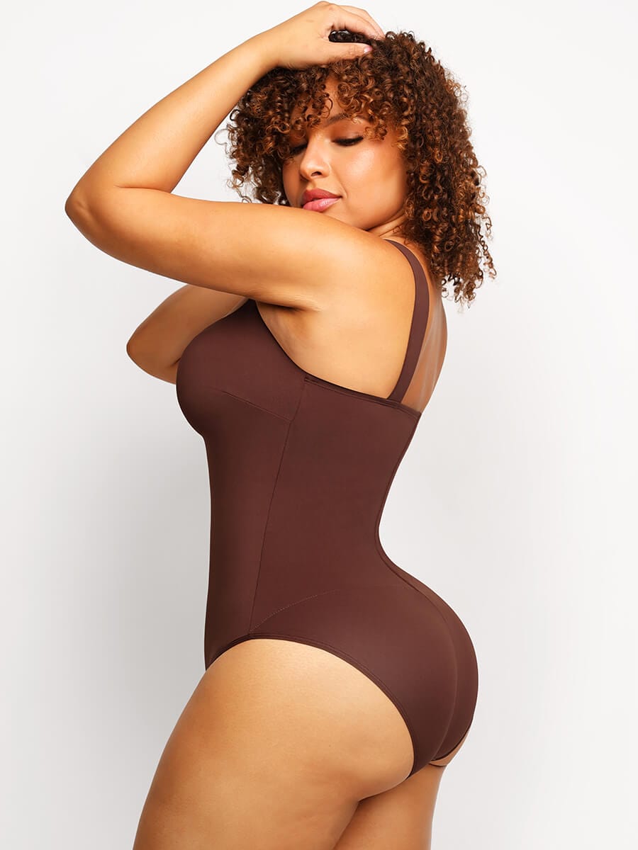 Square Collar Elastic Sexy Shaping Bodysuit - FirmaFlex