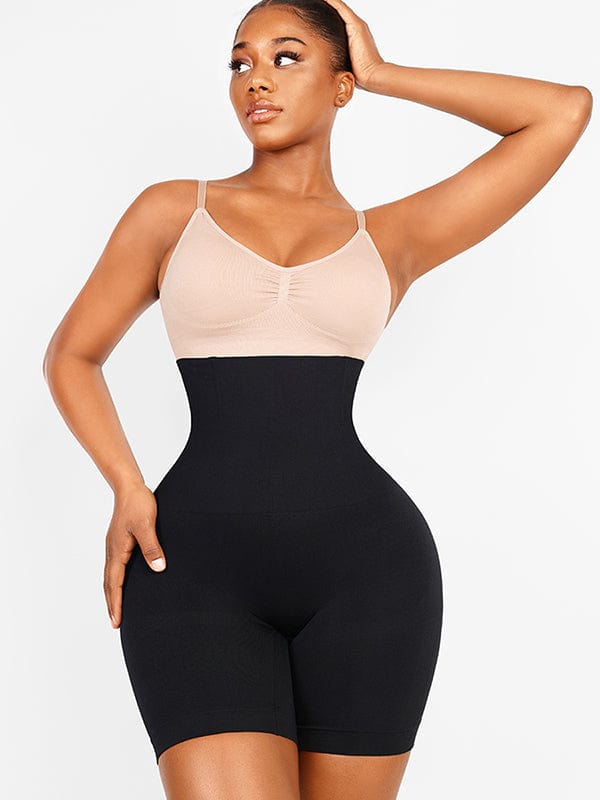 Seamless Double-Layer Tummy Panel Shapewear Shorts with Butt Lift - FirmaHold