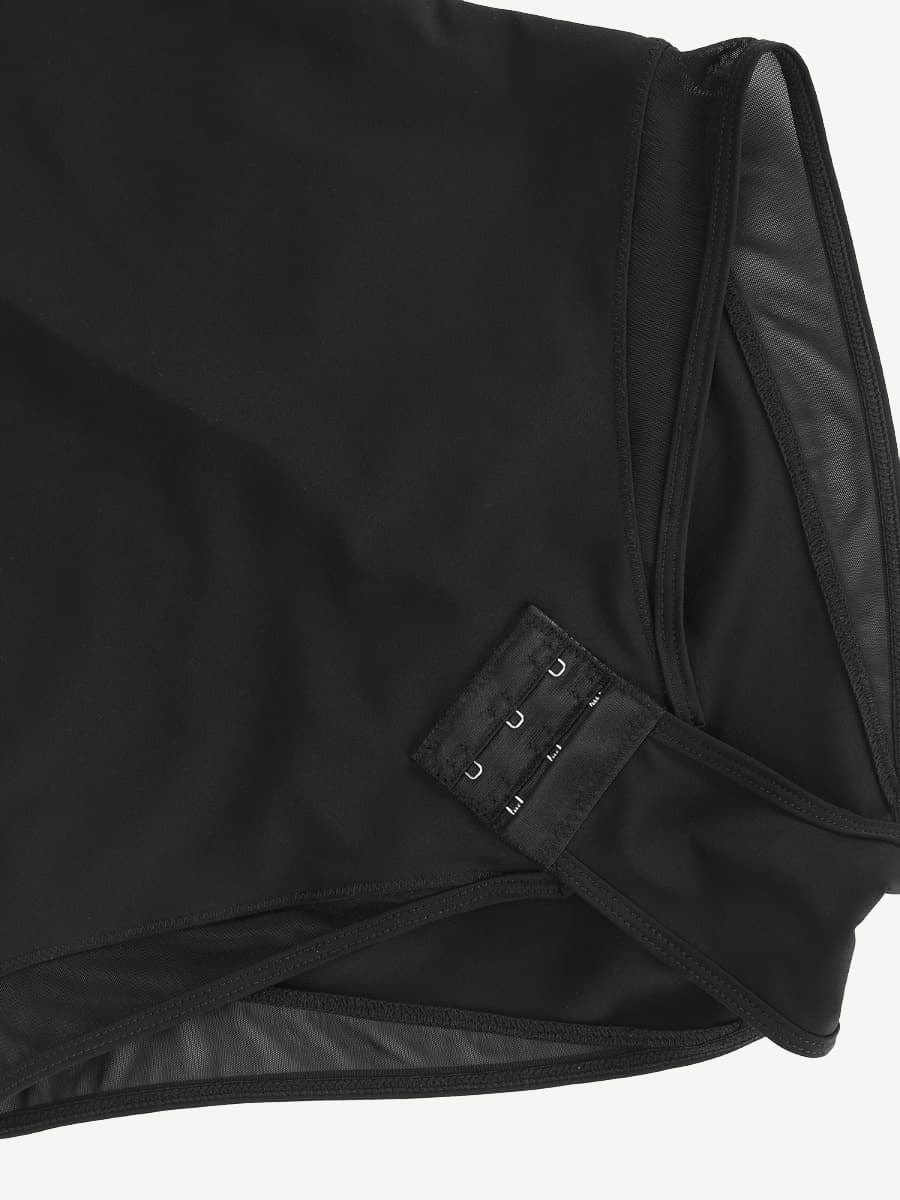 Sexy Deep V-Neck Mesh Bodysuit with Tummy Control - FirmaSculpt