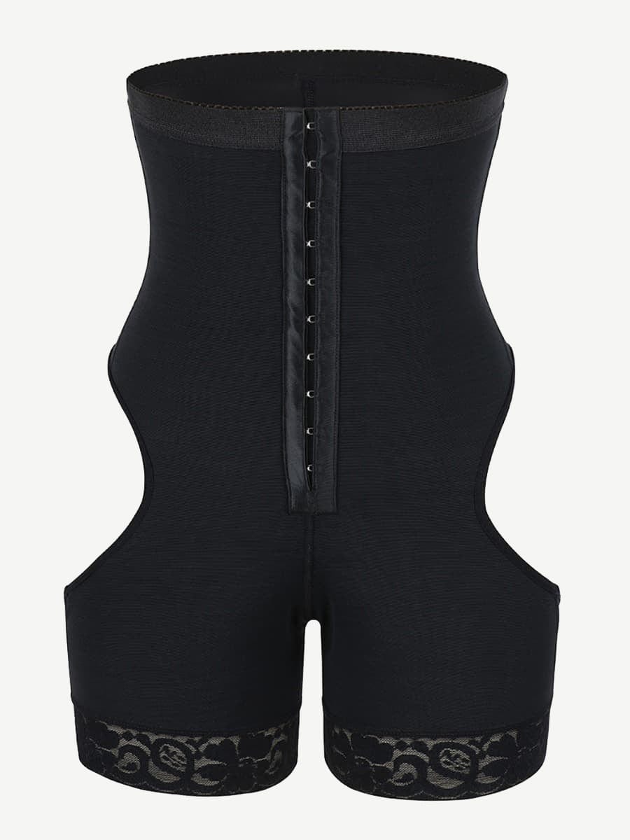 High Waist Open Butt Shapewear Shorts with Front Hooks - FirmaLift