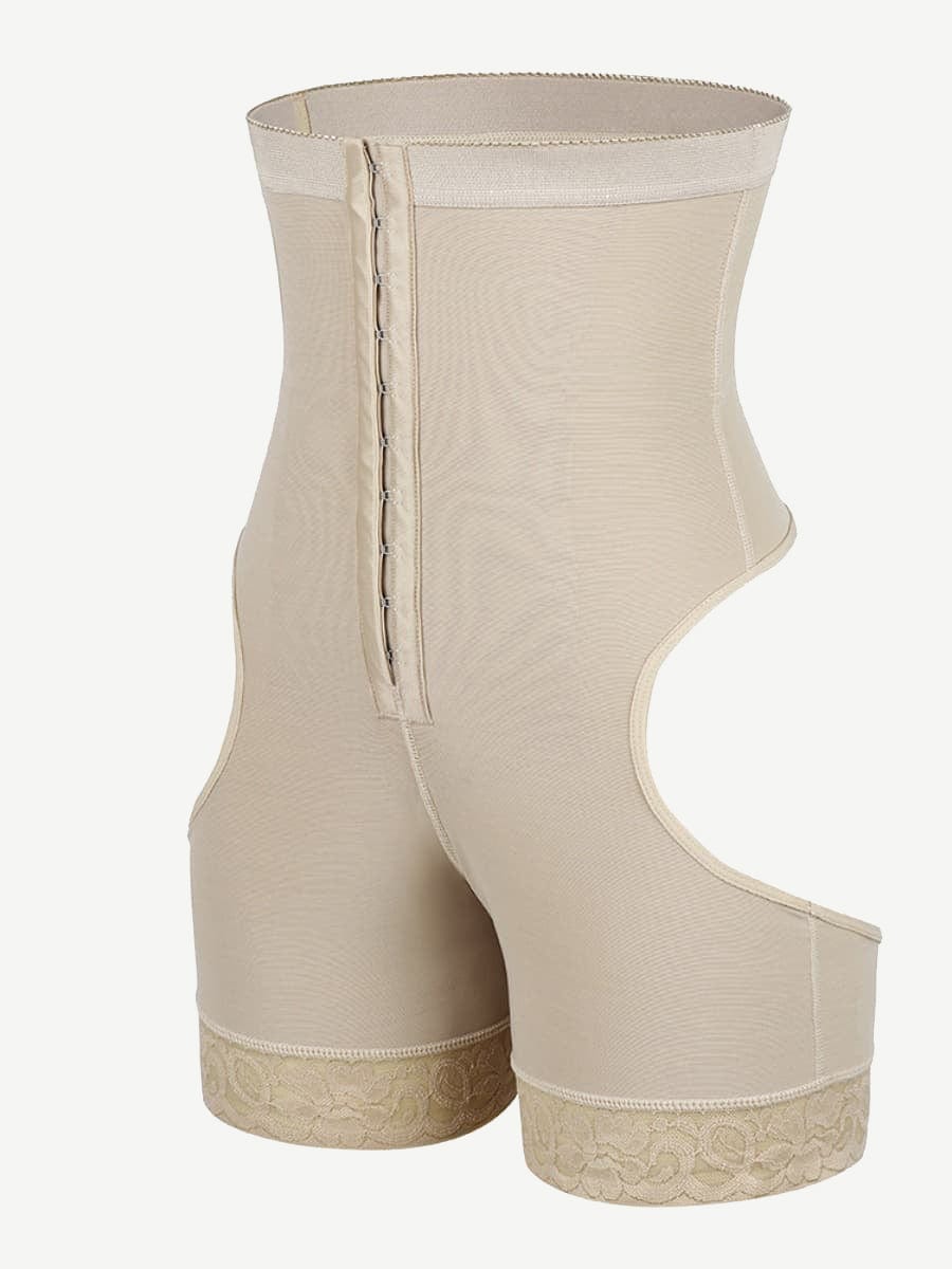 High Waist Open Butt Shapewear Shorts with Front Hooks - FirmaLift