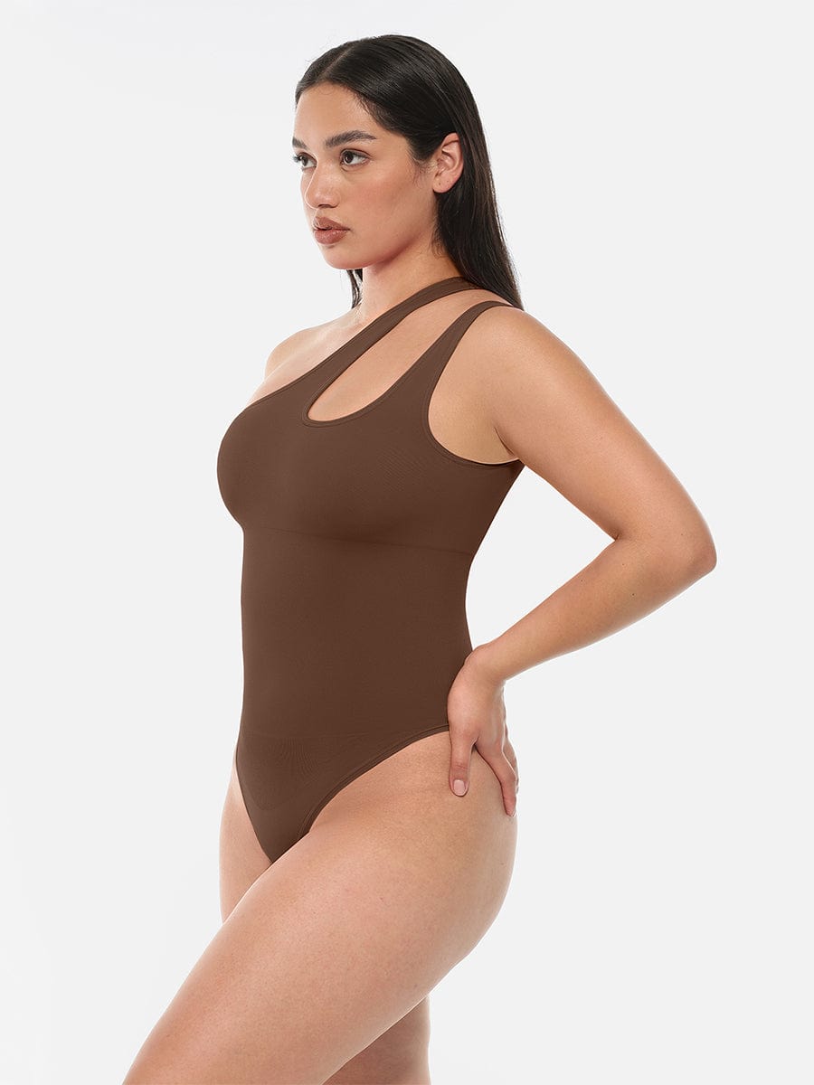 One-Shoulder Cut-Out Tummy Control Bodysuit - FirmaSculpt