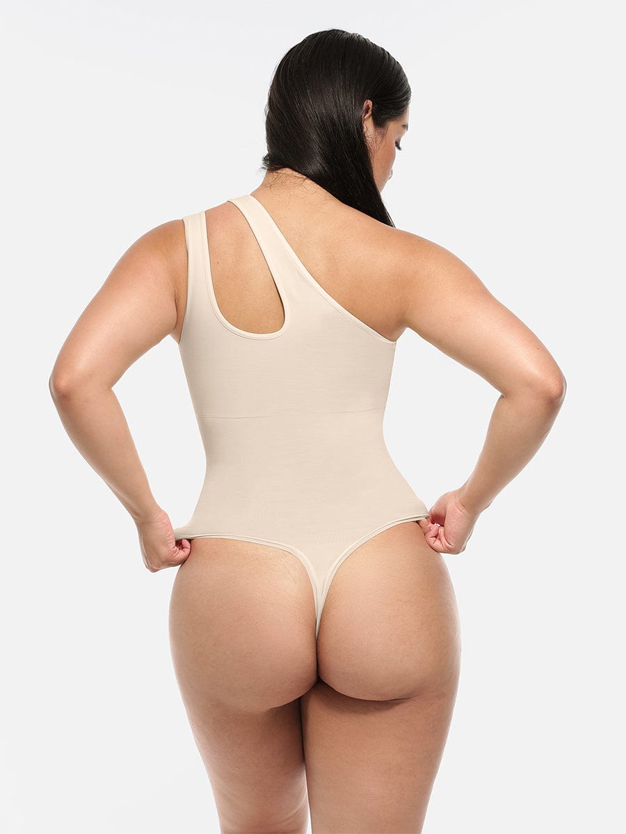 One-Shoulder Cut-Out Tummy Control Bodysuit - FirmaSculpt