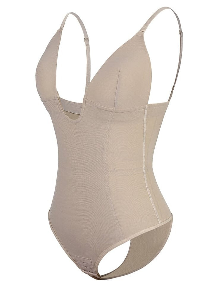 Plunge Low-Back Thong Shapewear Bodysuit with Tummy Control - FirmaLift