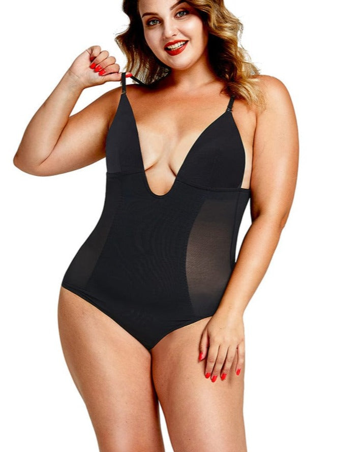 Plunge Low-Back Thong Shapewear Bodysuit with Tummy Control - FirmaLift