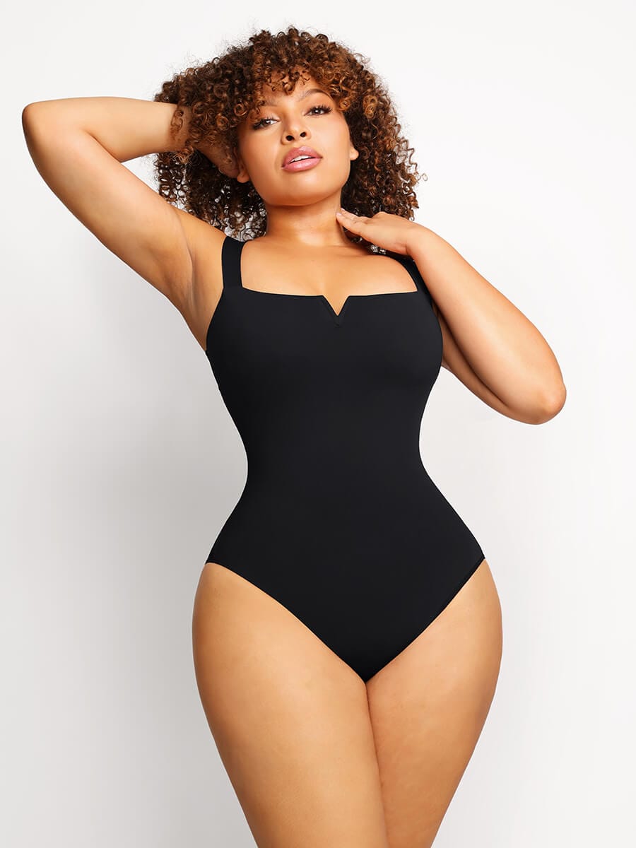 Square Collar Elastic Sexy Shaping Bodysuit - FirmaFlex