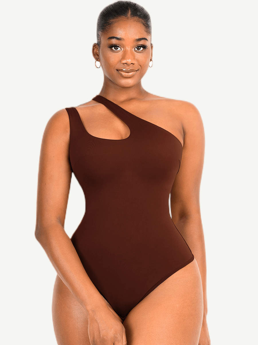One-shoulder Cut Out Shapewear Bodysuit - FirmaSculpt