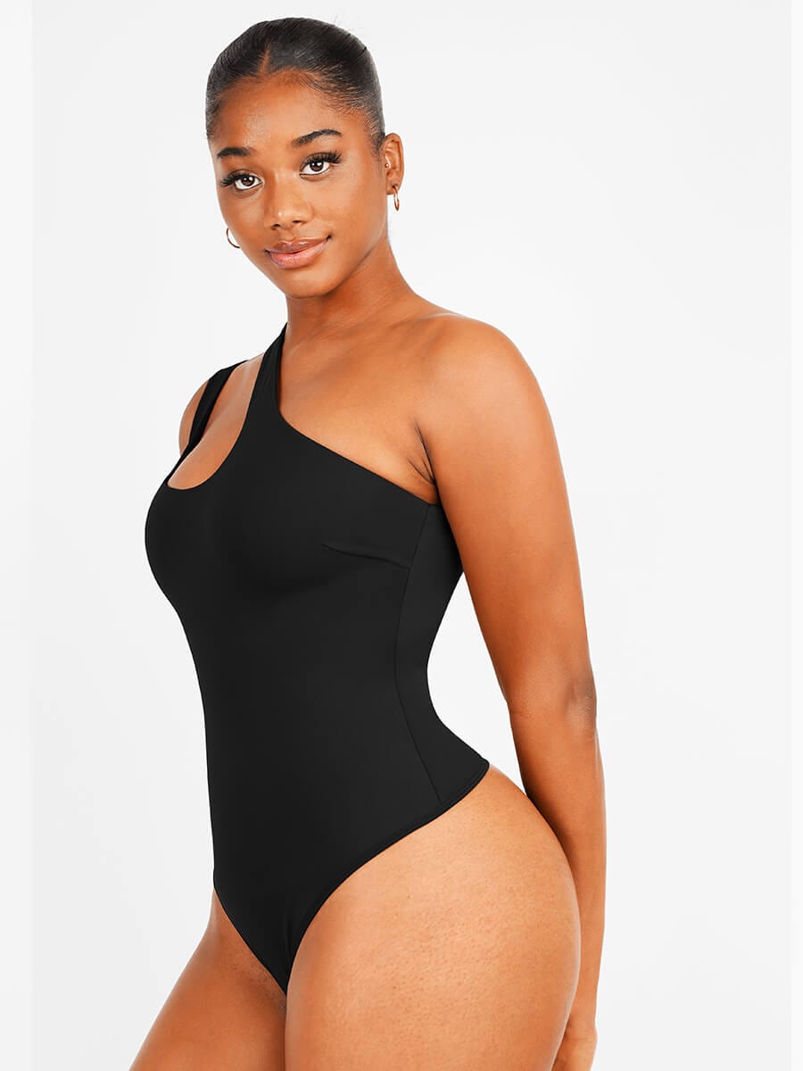 One-shoulder Cut Out Shapewear Bodysuit - FirmaSculpt