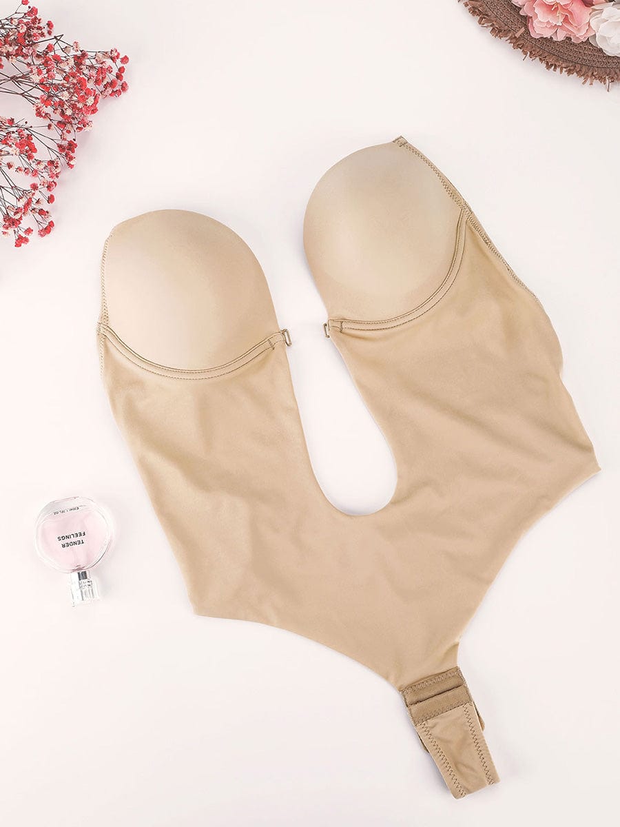 High Waist Tummy Control Shapewear Bodysuit with Nubuck Shoulder Straps - FirmaSculpt