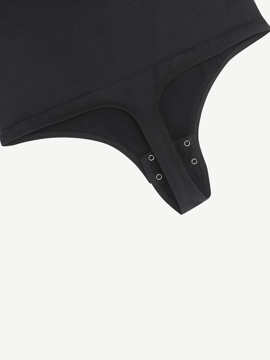 Seamless Diagonal Neck Long Sleeve Waist Trimming Thong Bodysuit - FirmaSculpt