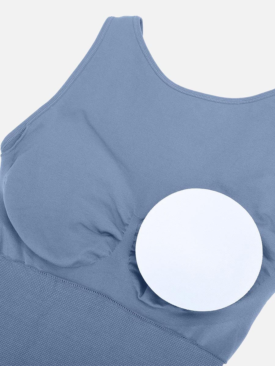 Round Neck U-Back Shaping Bodysuit with Removable Cups - FirmaSculpt