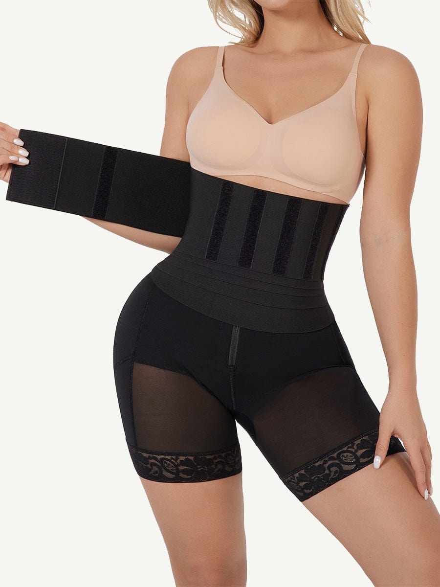Waist Trainer Leggings with Rubber String Waist for Firm Support - FirmaControl