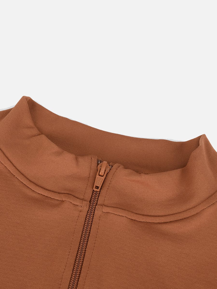 Seamless Long Sleeve Zipper Thong Bodysuit - FirmaFlex