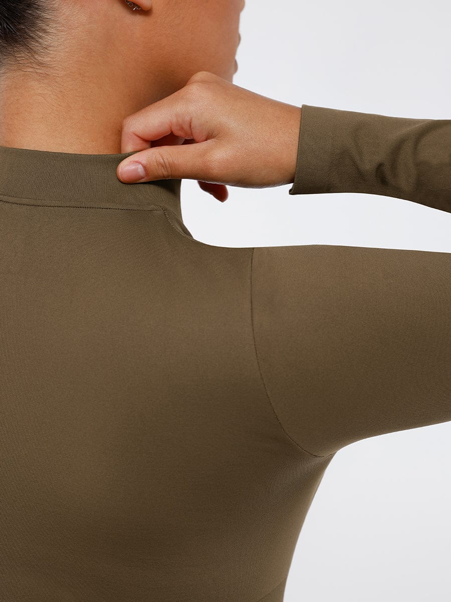Seamless Long Sleeve Zipper Thong Bodysuit - FirmaFlex