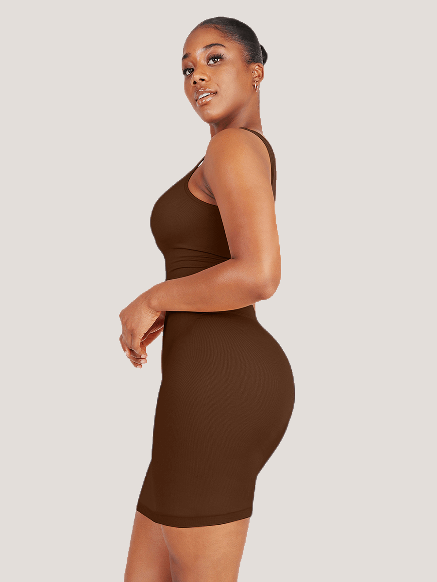 Eco-friendly Seamless Square-neck Shaping Dress with Tummy Control - FirmaActive