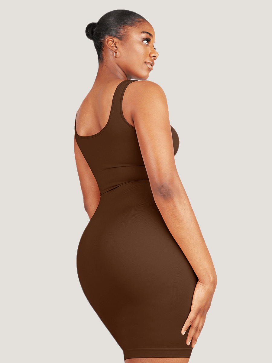 Eco-friendly Seamless Square-neck Shaping Dress with Tummy Control - FirmaActive