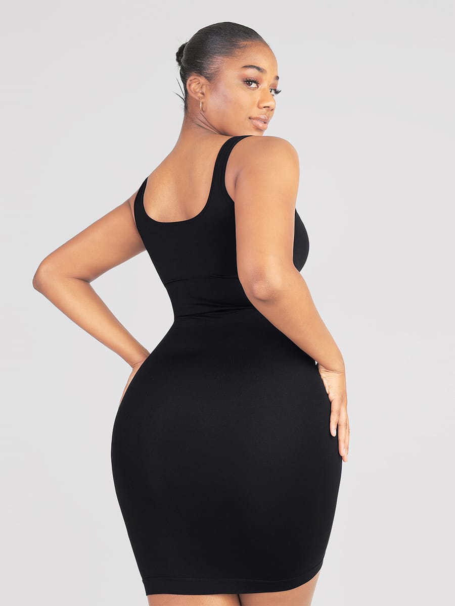 Eco-friendly Seamless Square-neck Shaping Dress with Tummy Control - FirmaActive