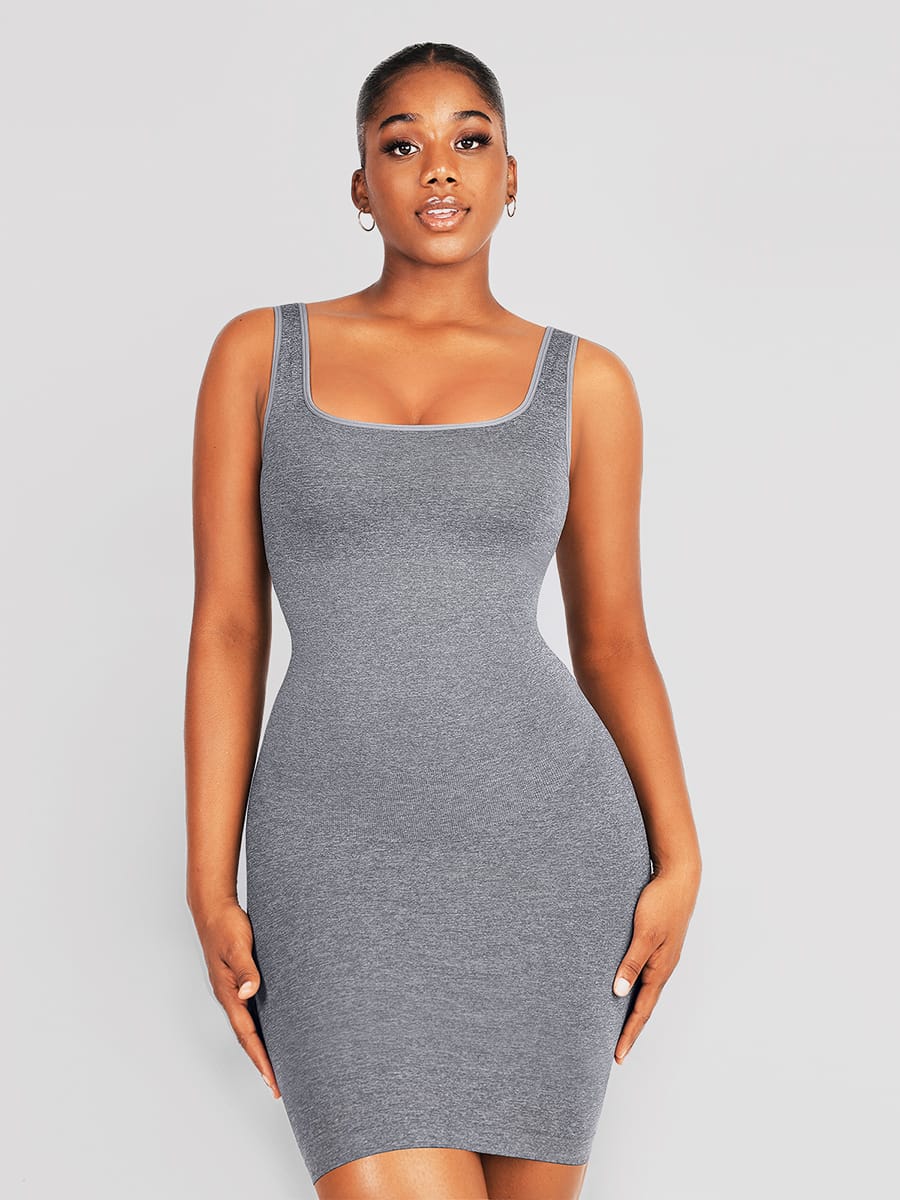 Eco-friendly Seamless Square-neck Shaping Dress with Tummy Control - FirmaActive