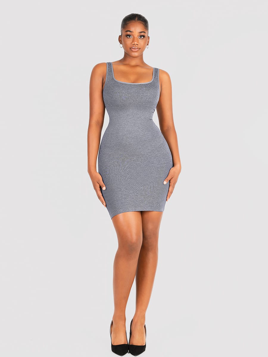 Eco-friendly Seamless Square-neck Shaping Dress with Tummy Control - FirmaActive