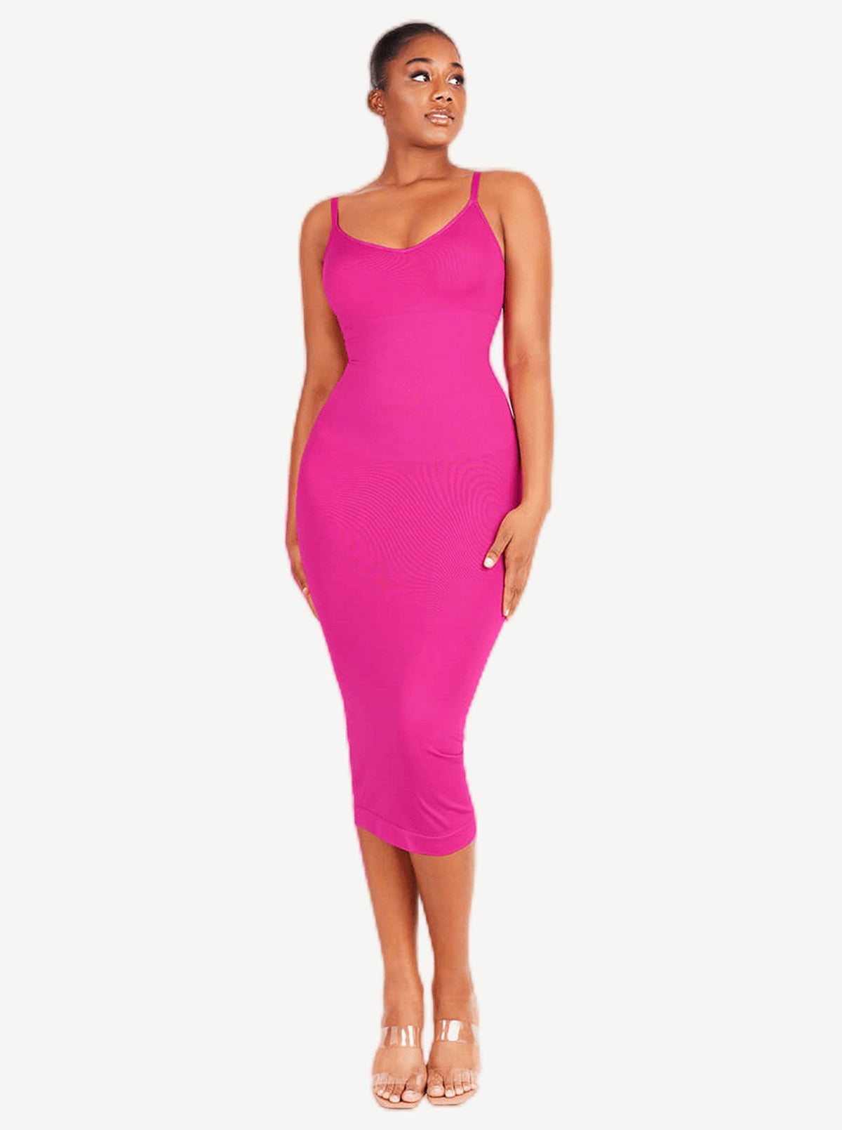 Eco-friendly Seamless Spaghetti Strap V-neck Shaping Dress - FirmaSmooth