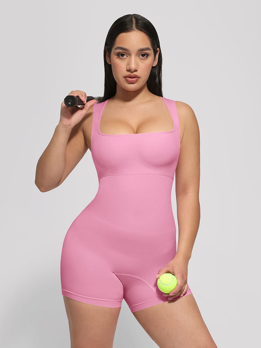 Square Neck Waist and Belly Shaping Jumpsuit - FirmaSculpt