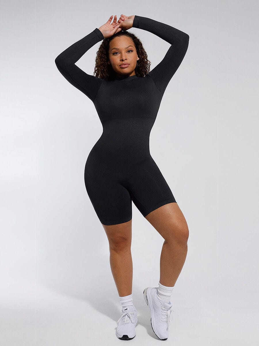 Semi-High Collar Bust Support Shaping Jumpsuit - FirmaSculpt