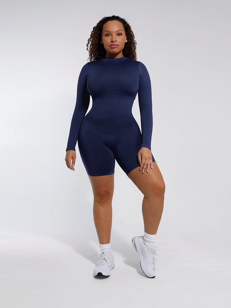 Semi-High Collar Bust Support Shaping Jumpsuit - FirmaSculpt