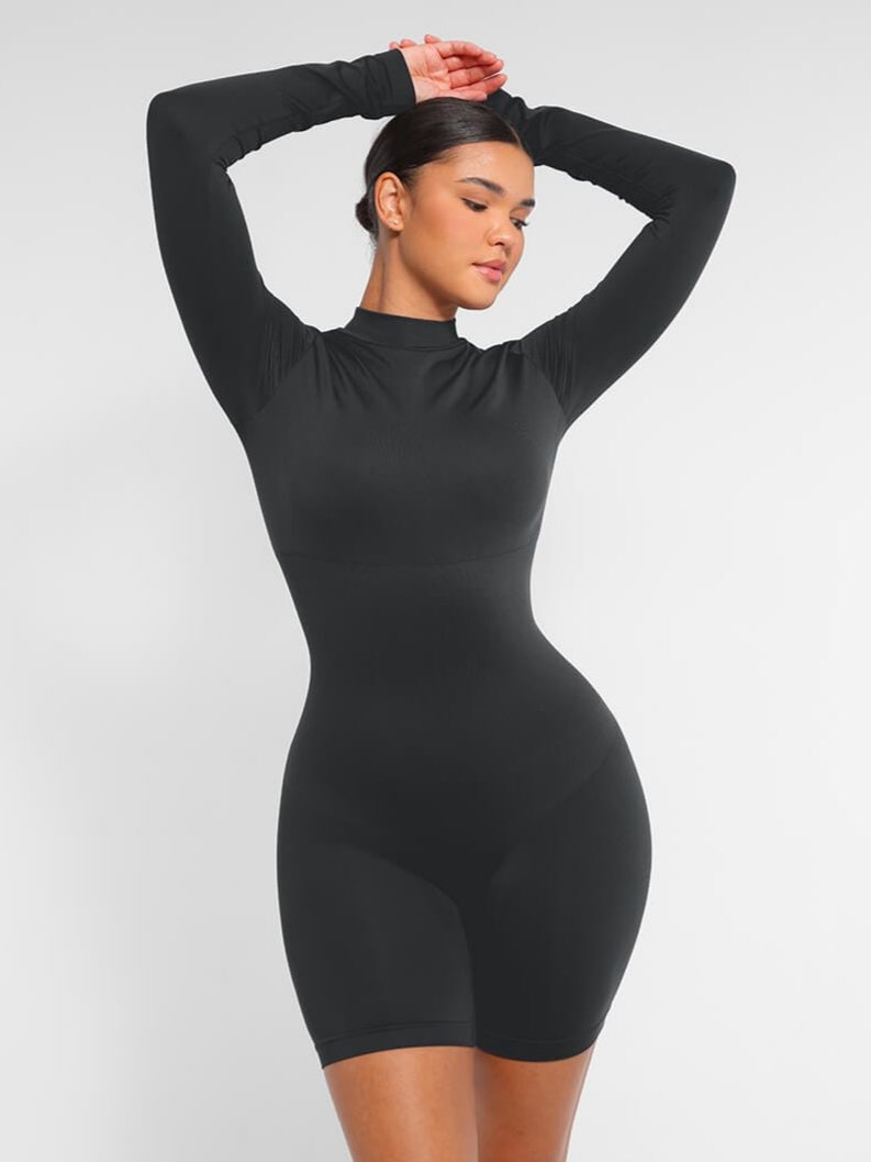 Semi-High Collar Bust Support Shaping Jumpsuit - FirmaSculpt