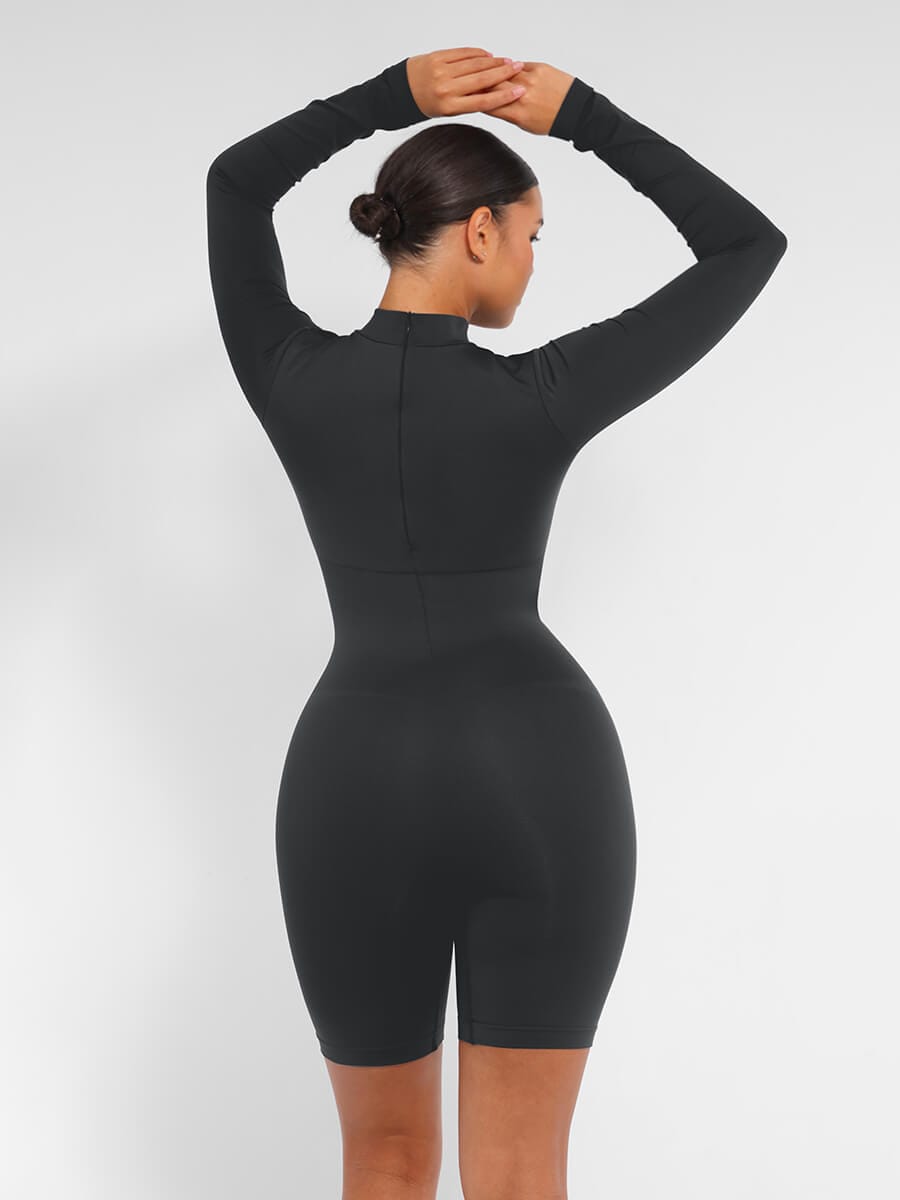 Semi-High Collar Bust Support Shaping Jumpsuit - FirmaSculpt