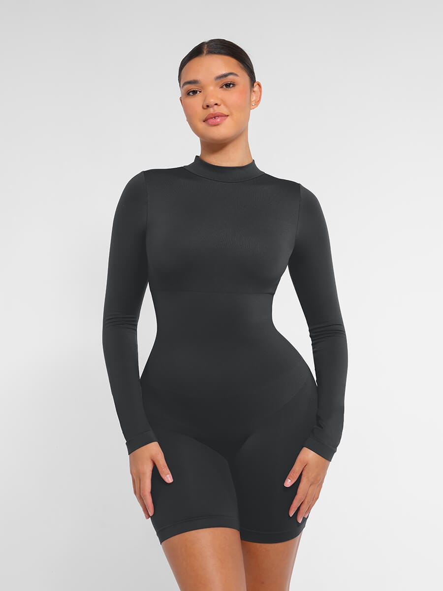 Semi-High Collar Bust Support Shaping Jumpsuit - FirmaSculpt