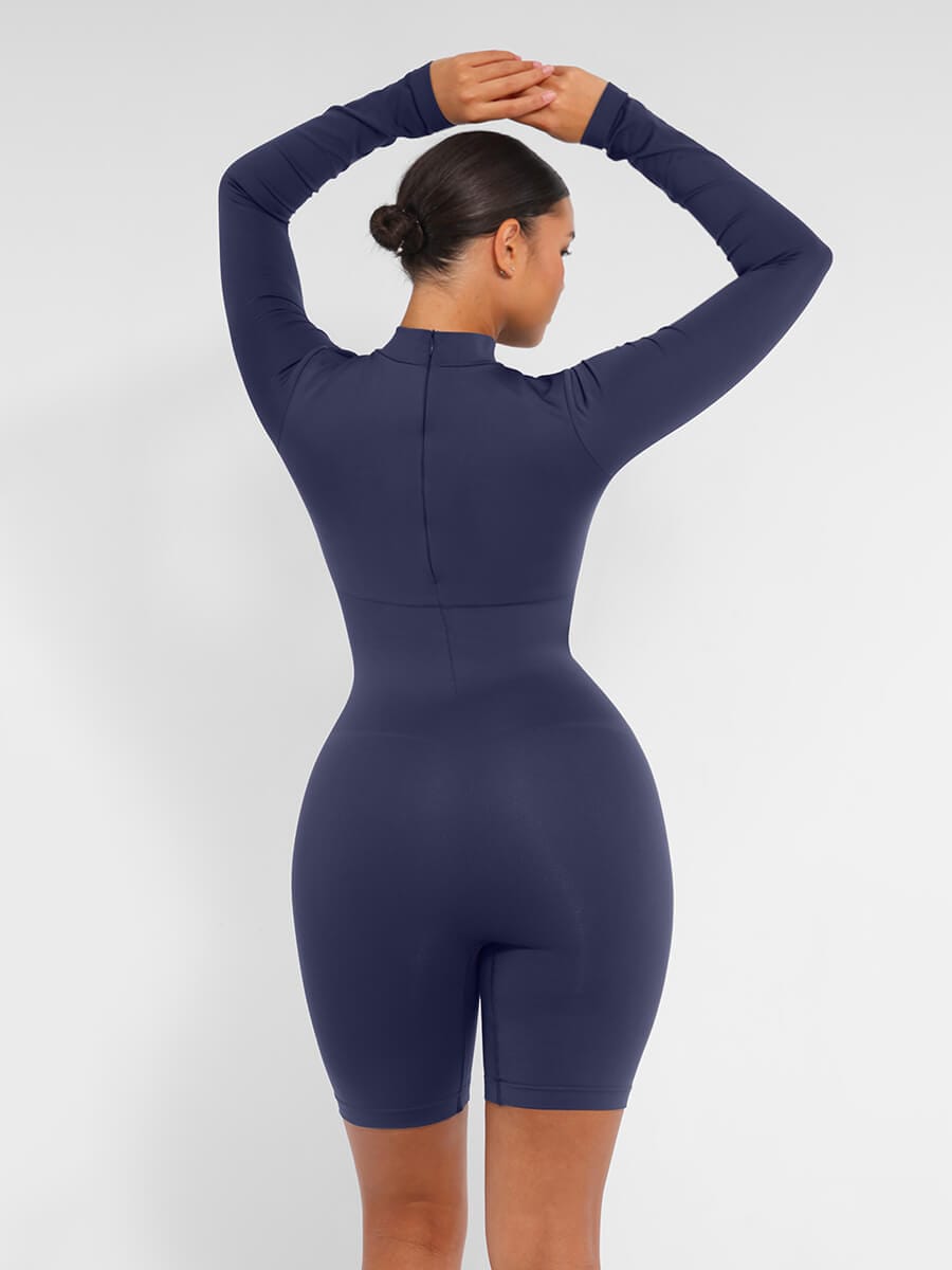 Semi-High Collar Bust Support Shaping Jumpsuit - FirmaSculpt