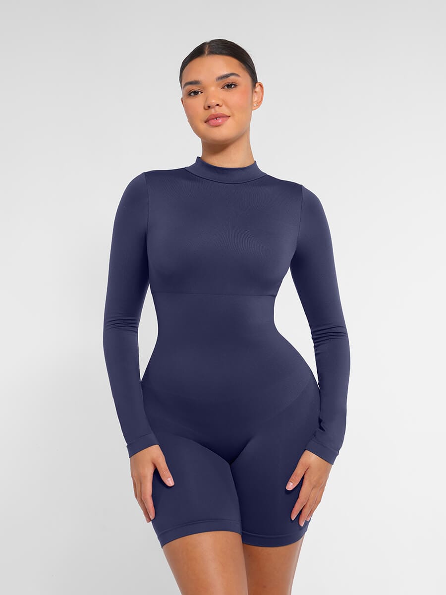Semi-High Collar Bust Support Shaping Jumpsuit - FirmaSculpt