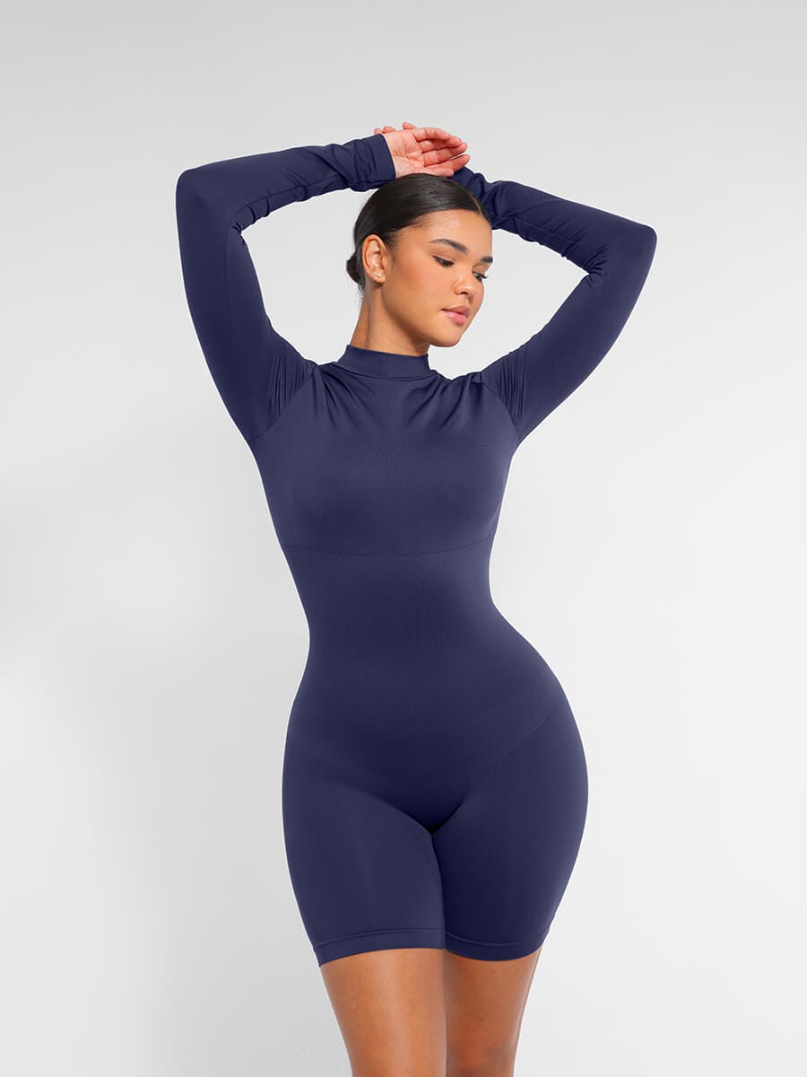 Semi-High Collar Bust Support Shaping Jumpsuit - FirmaSculpt