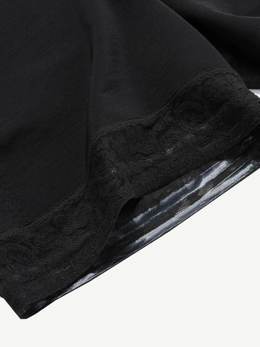 Queen Size High Waist Slimming Shorts with Lace Hem and Row Buckle - FirmaHold