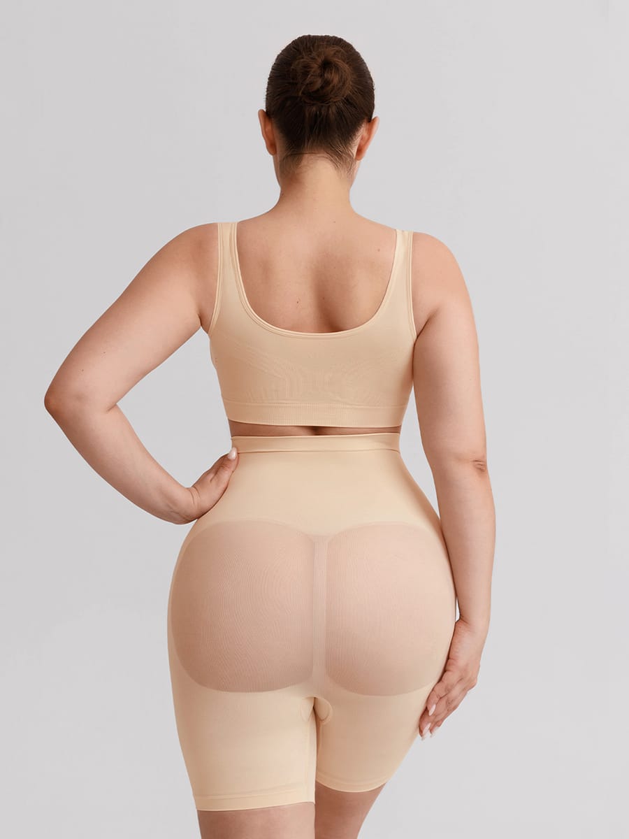 Seamless High Waist Bodyshort Shapewear with Tummy Control & Butt Lifting - FirmaSculpt