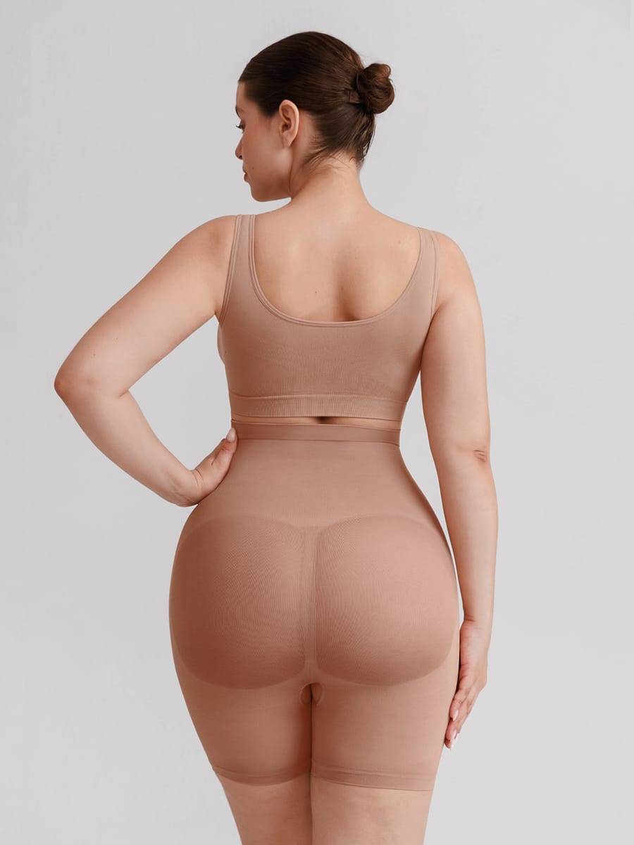 Seamless High Waist Bodyshort Shapewear with Tummy Control & Butt Lifting - FirmaSculpt