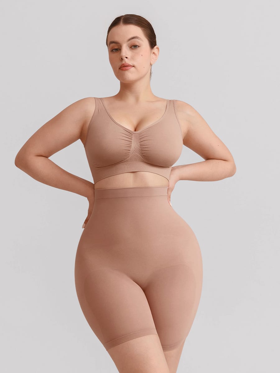 Seamless High Waist Bodyshort Shapewear with Tummy Control & Butt Lifting - FirmaSculpt