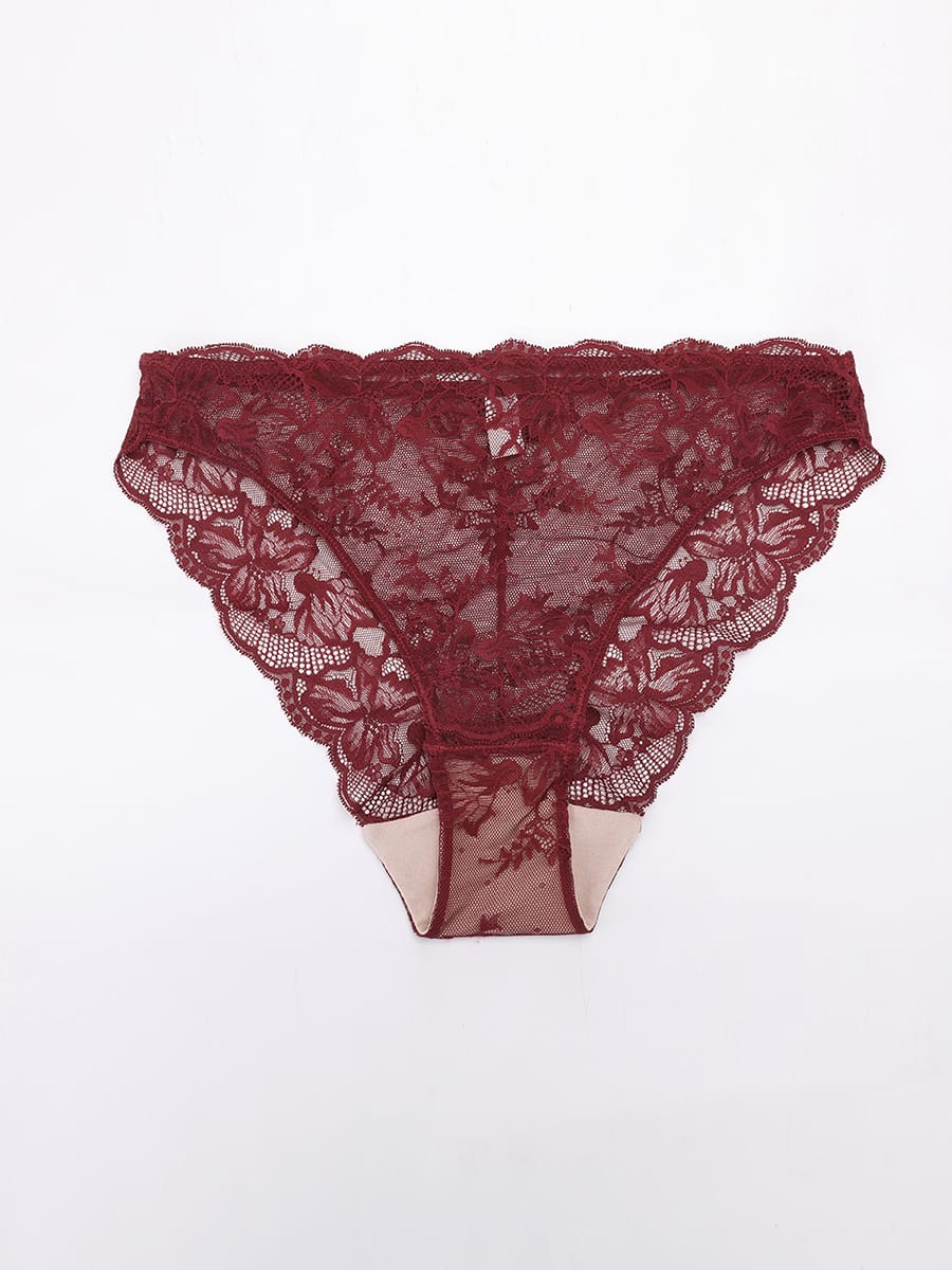Low-Rise Lace Tummy Control Panties with Antibacterial Cotton Crotch - FirmaLace