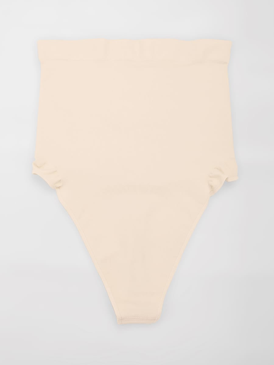 High Waist Seamless Tummy Control Thong Shapewear with Anti-Roll Silicone - FirmaHold