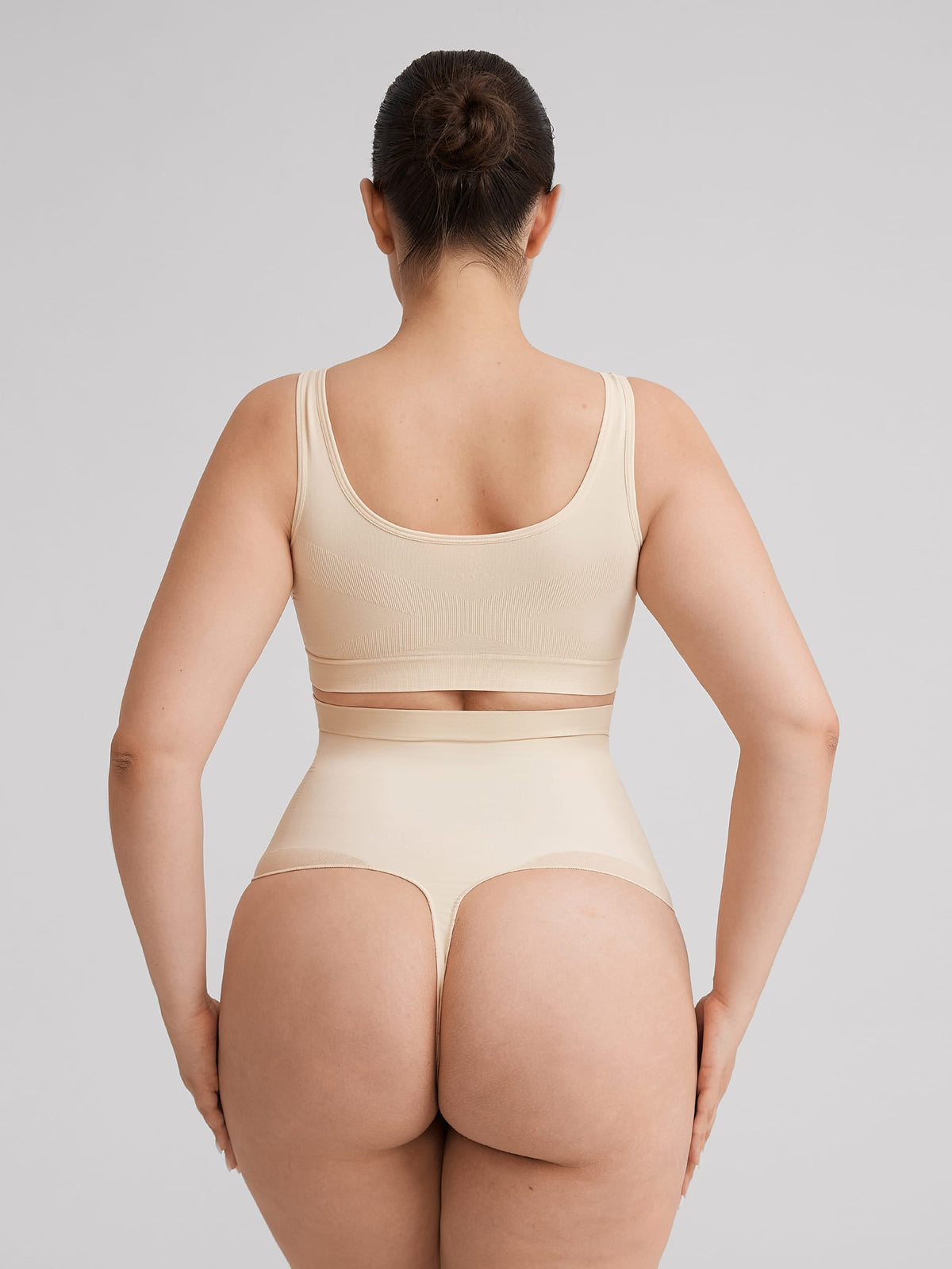 High Waist Seamless Tummy Control Thong Shapewear with Anti-Roll Silicone - FirmaHold